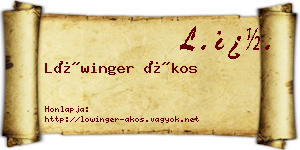 Lőwinger Ákos névjegykártya